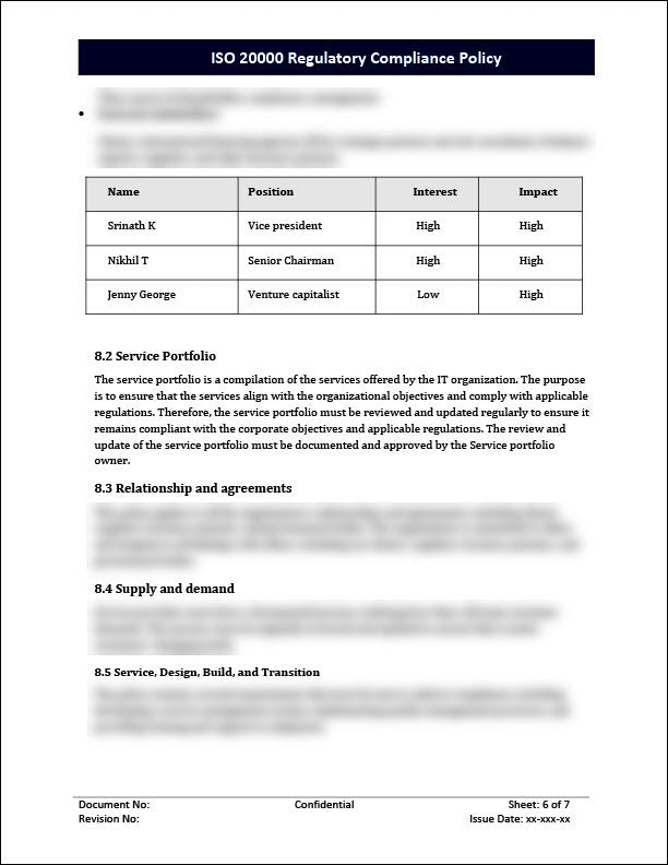 Sample Iso Policy Form ISO 20000 Regulatory compliance policy Template – ISO Templates and ...