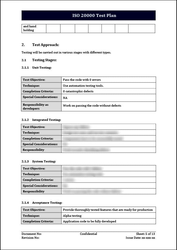 ISO 20000 Test Plan Template
