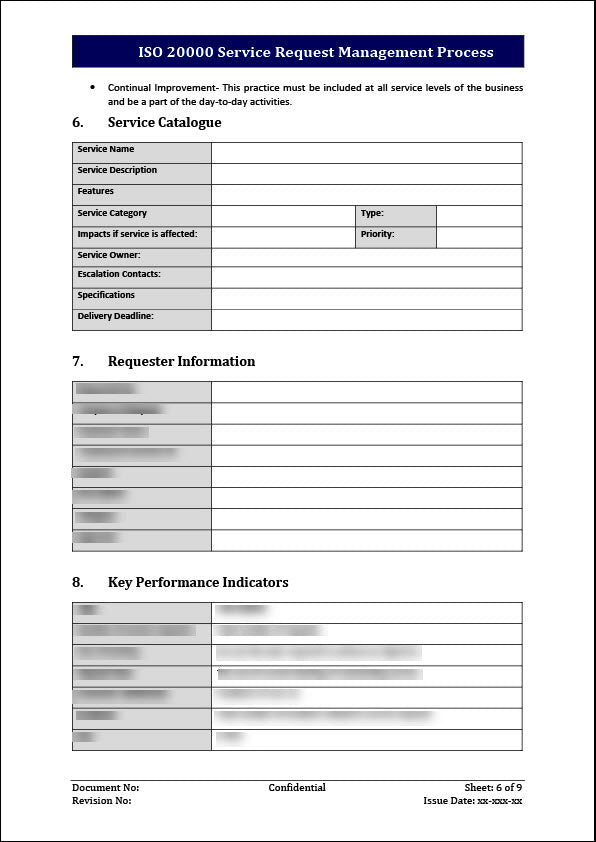 ISO 20000 Service Request Management Process Template