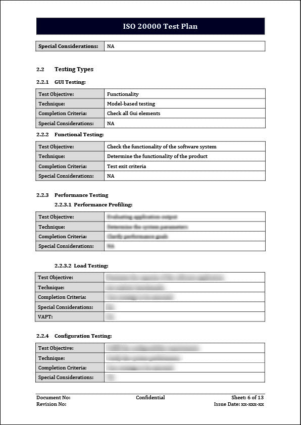 ISO 20000 Test Plan Template