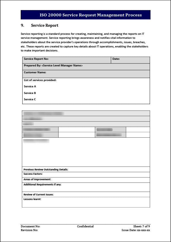 ISO 20000 Service Request Management Process Template