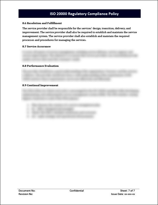 Sample Iso Policy Form ISO 20000 Regulatory compliance policy Template – ISO Templates and ...