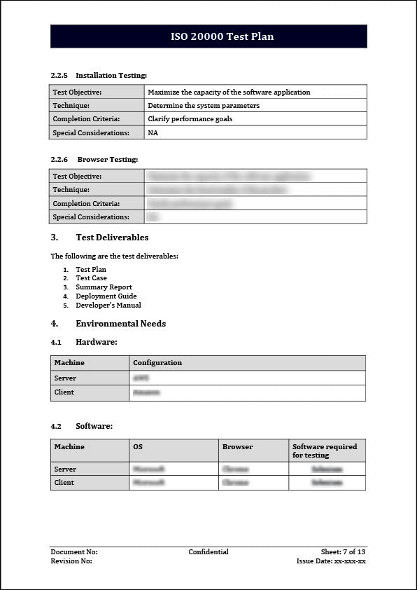 ISO 20000 Test Plan Template