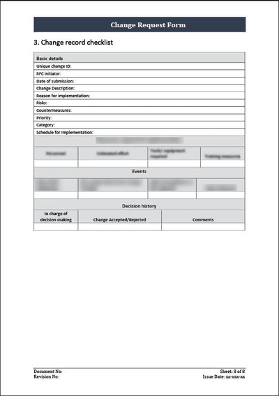ISO 20000 Request for Change and Change Record template