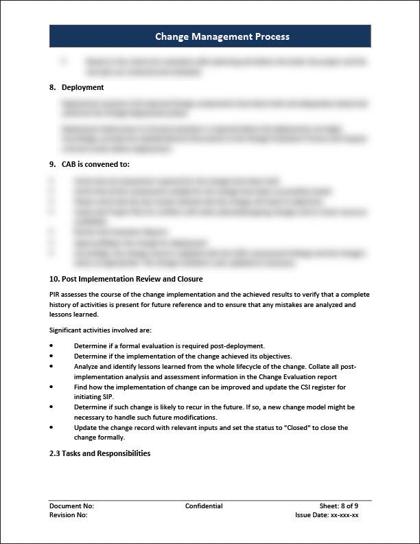 ISO 20000 Change Management Process Template