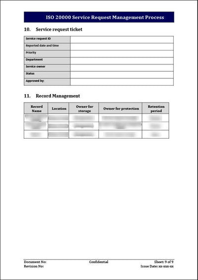 ISO 20000 Service Request Management Process Template