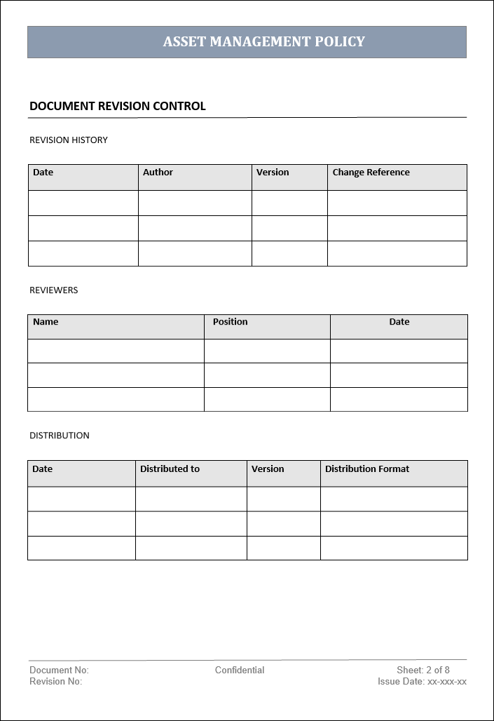 asset management template, asset management policy, asset management policy template