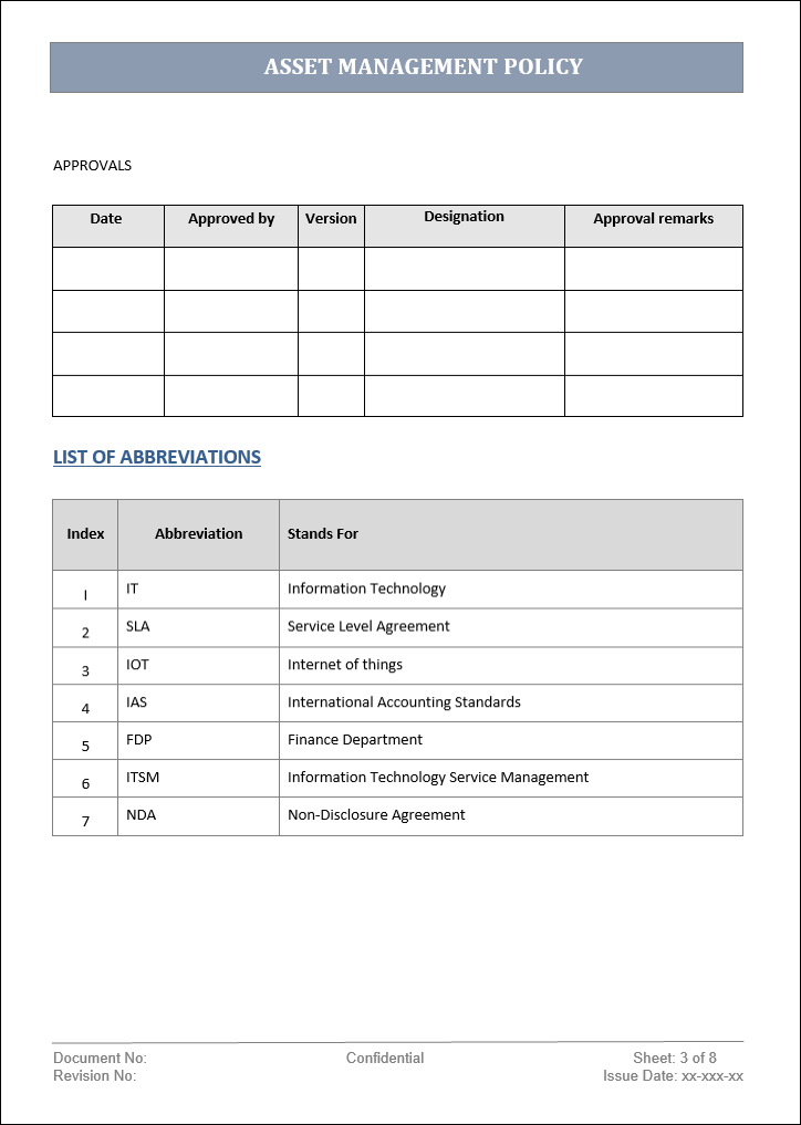 asset management template, asset management policy, asset management policy template