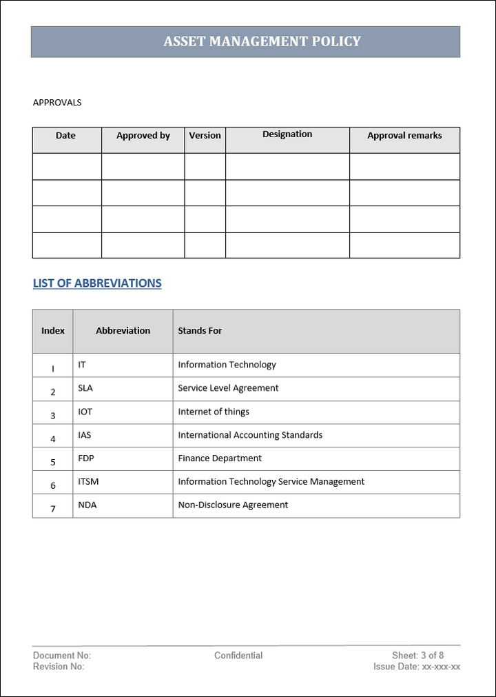 asset management template, asset management policy, asset management policy template