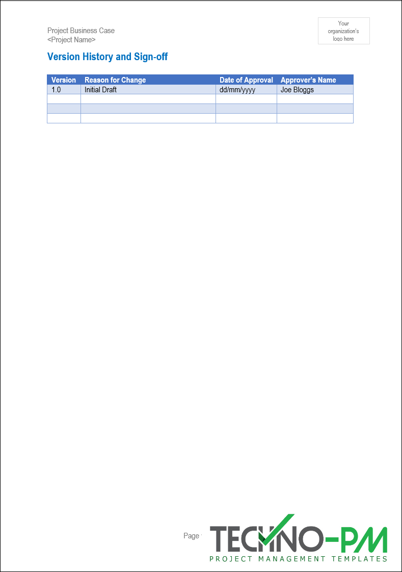 Project Business Case Template