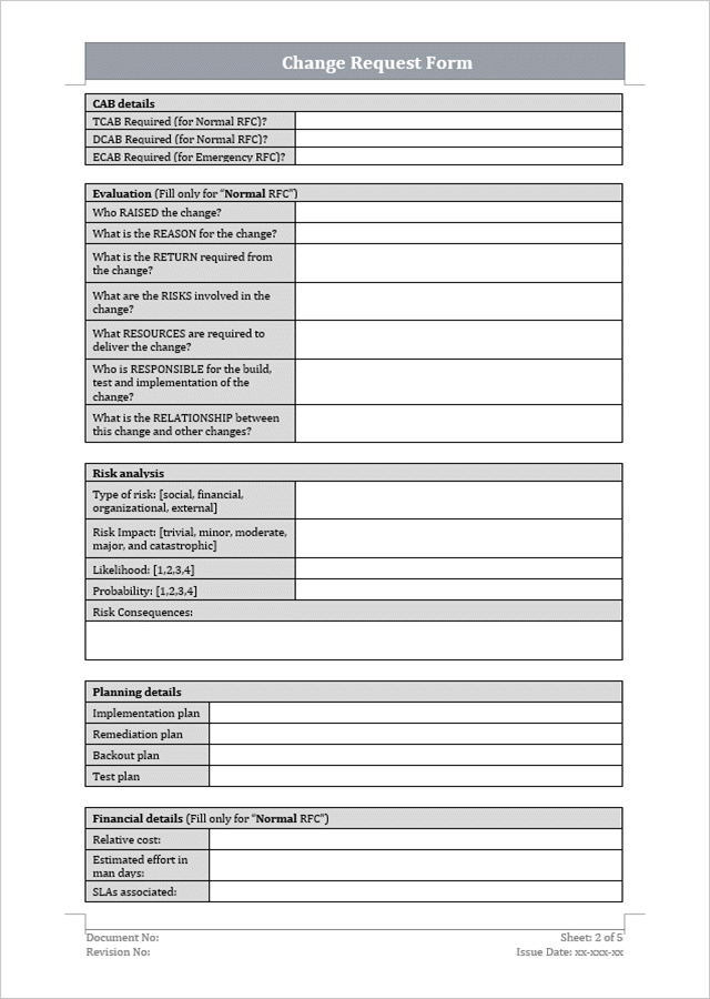 Change Control Form Template Example Iso 9001 Change Management Form Template – YBWUE