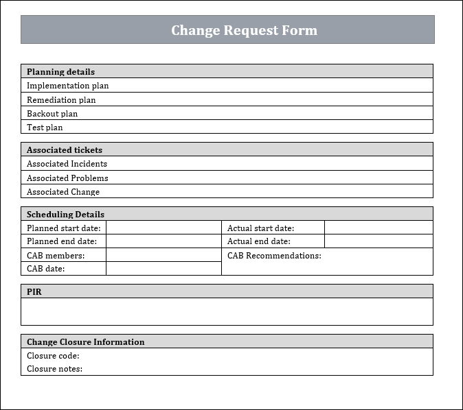 PIR Change Request Form