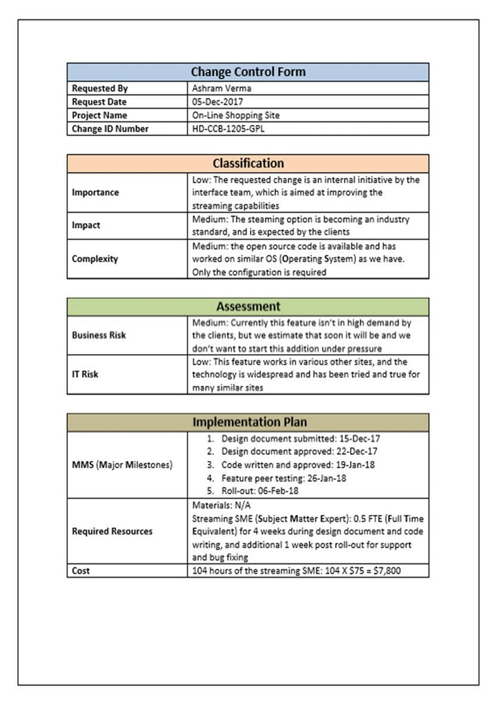 Change Control Form 