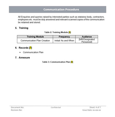 Communication procedure