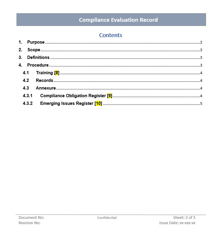 Compliance Evaluation Record- ISO 14001 – ISO Templates and Documents ...