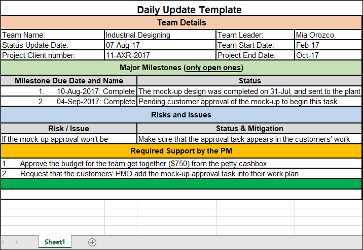 Daily Update Template Excel – ISO Templates and Documents Download