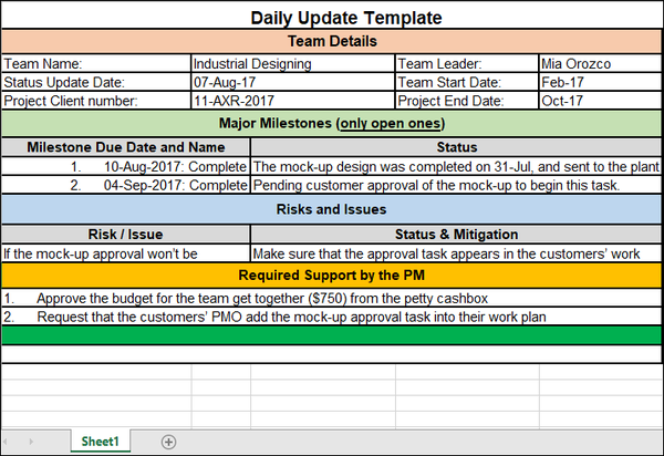 Daily Update Template Excel