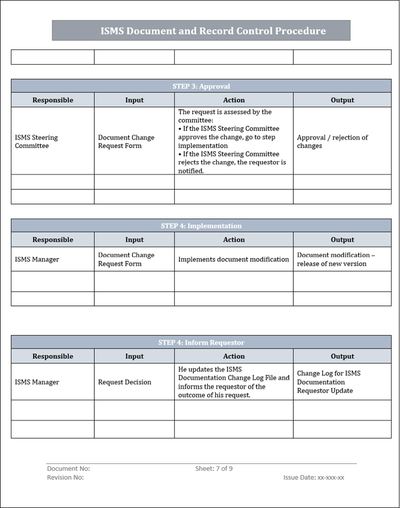 ISMS Document and Record Control Procedure Template Word
