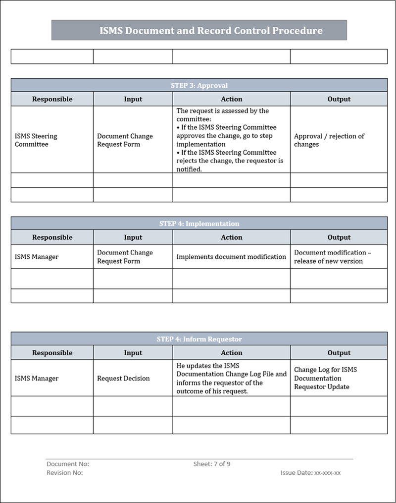 Example Document Control Register Iso ISO Document and Record Control Procedure – ISO Templates and Documents ...