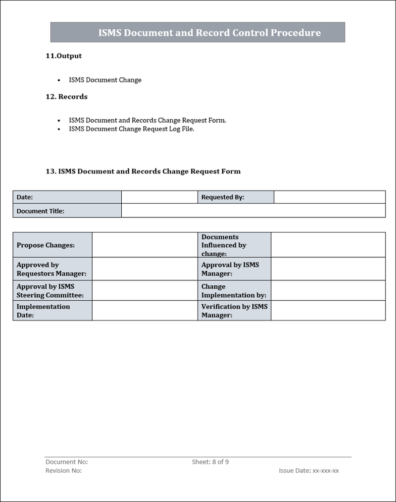 Document and Record Control Word Template