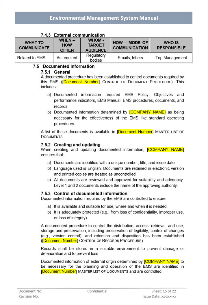 Environment management system, External communication