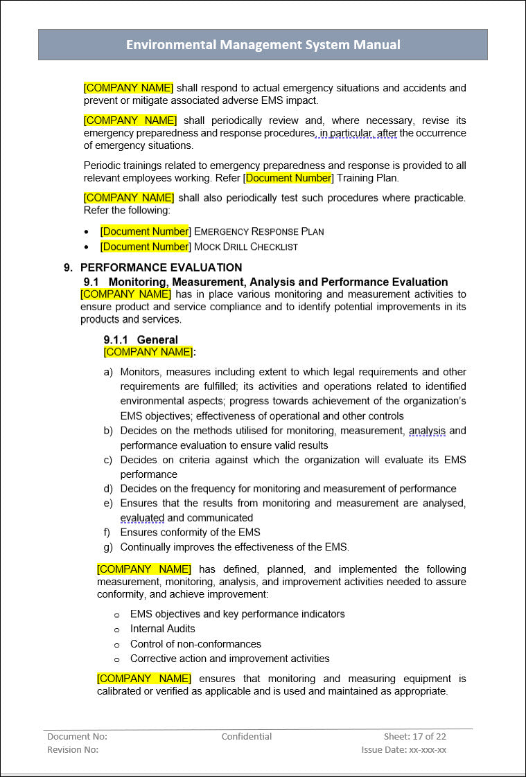 Environment management system, performance evaluation