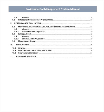 Environmental Management System Manual, Environmental Management System