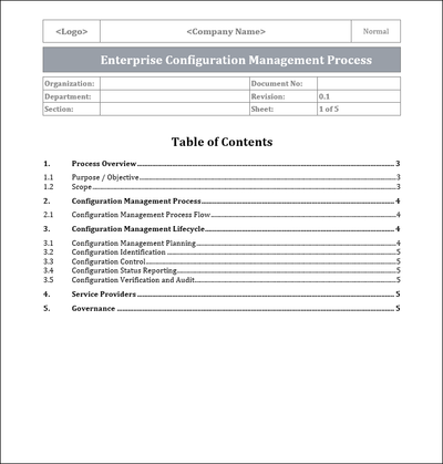 Configuration management process, Enterprise Configuration management process