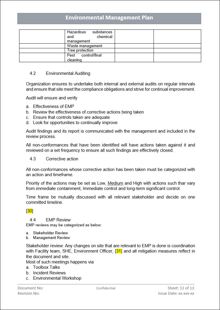 Environmental Management Plan Repairs Example.pdf Environmental management plan- ISO 14001 – ISO Templates and Documents ...