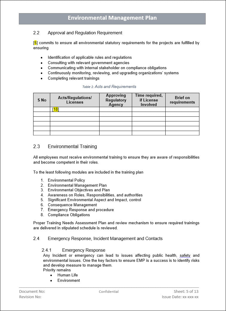 Environmental Management Plan Repairs Example.pdf Environmental management plan- ISO 14001 – ISO Templates and Documents ...