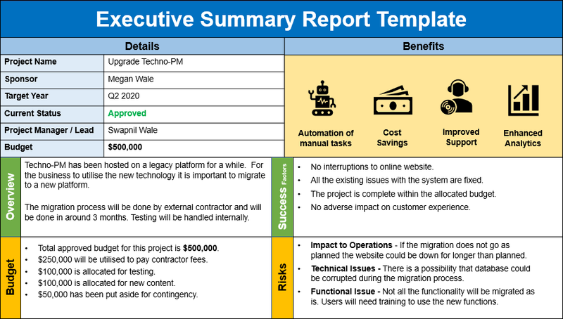 Executive Summary Report Template PPT