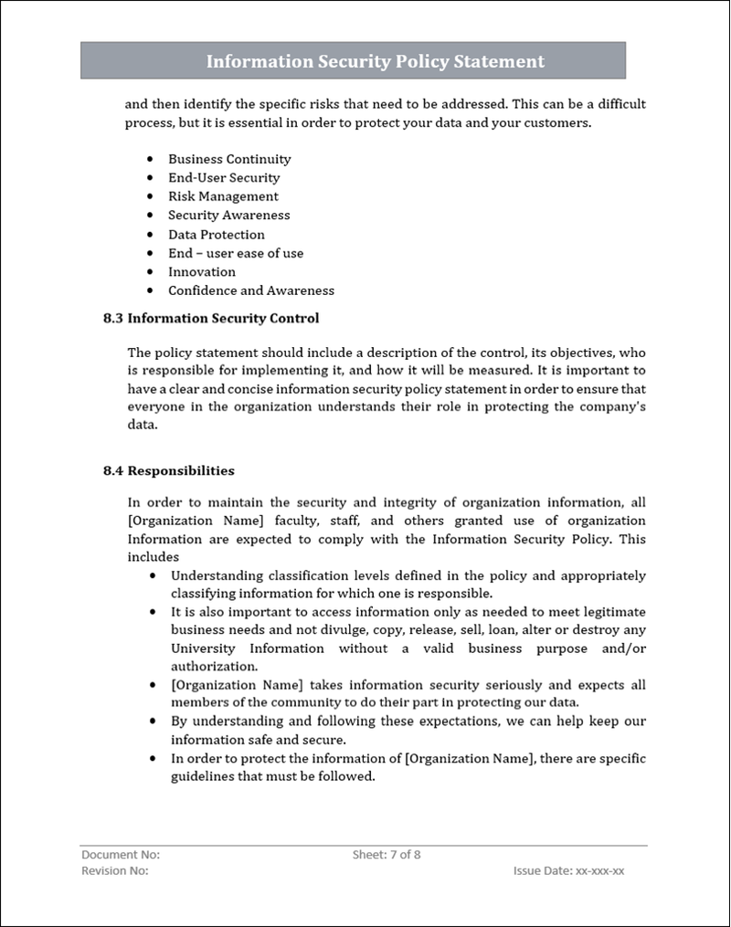 ISMS Policy Template | ISO27001| ISMS Information Security Policy Word ...
