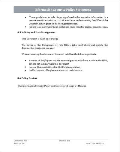 Information Security Policy Statement Template