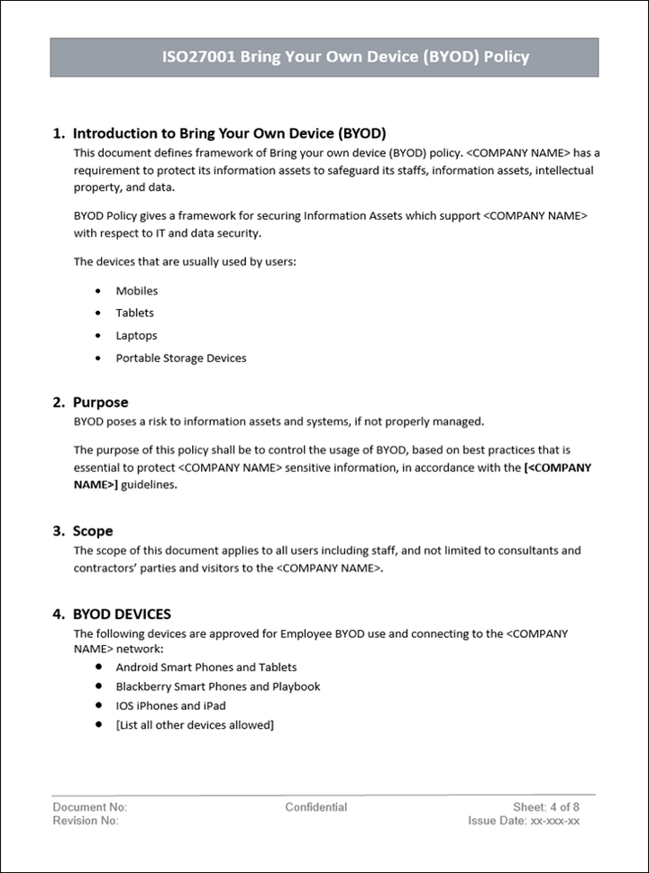 BYOD, Bring your own device policy