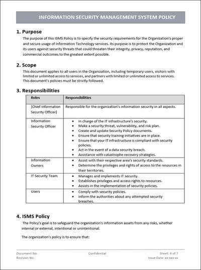 ISMS Policy Template Word