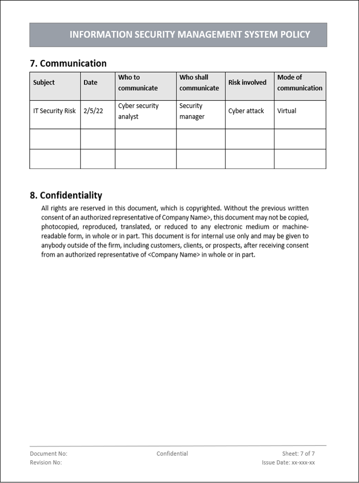 ISMS Information Security Policy Template Word