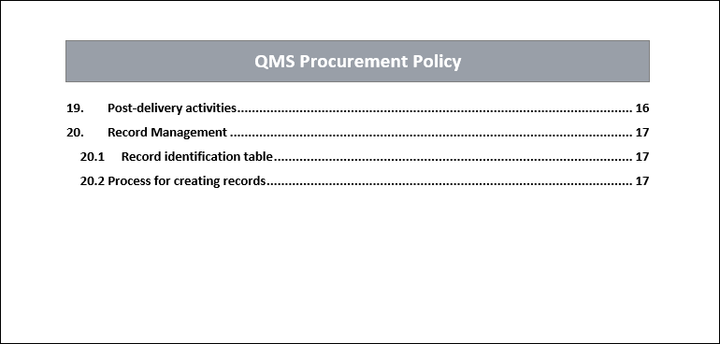 ISO Procurement Template