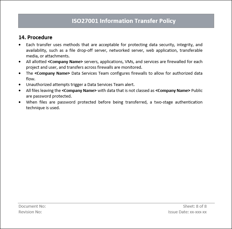 Information transfer policy, Information transfer