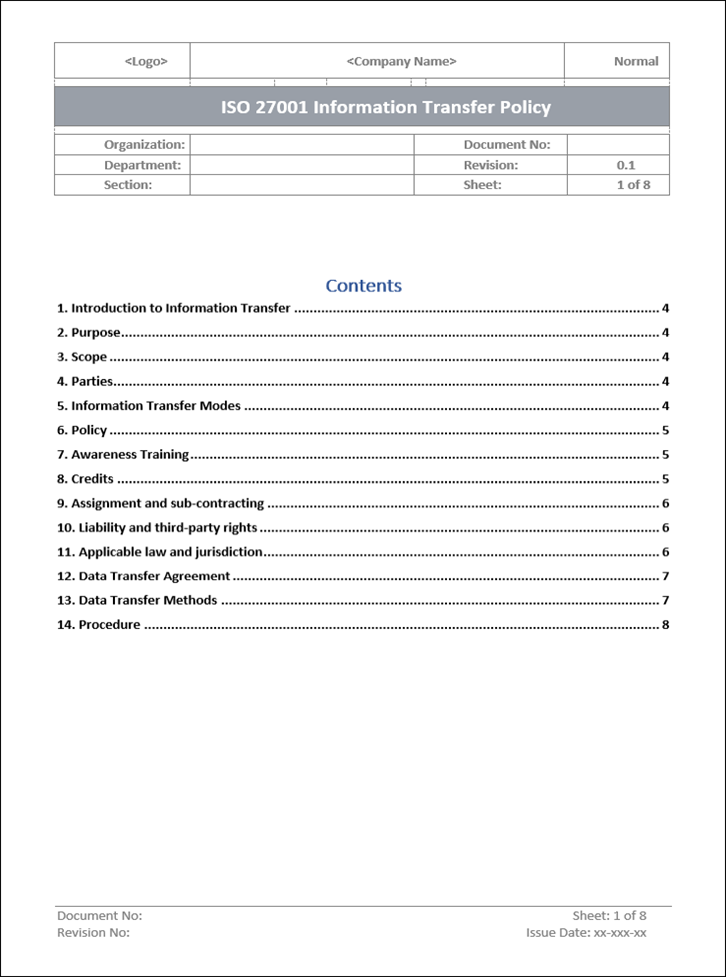 Information transfer policy, Information transfer