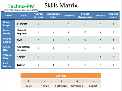 IT Skills matrix Template PPT 