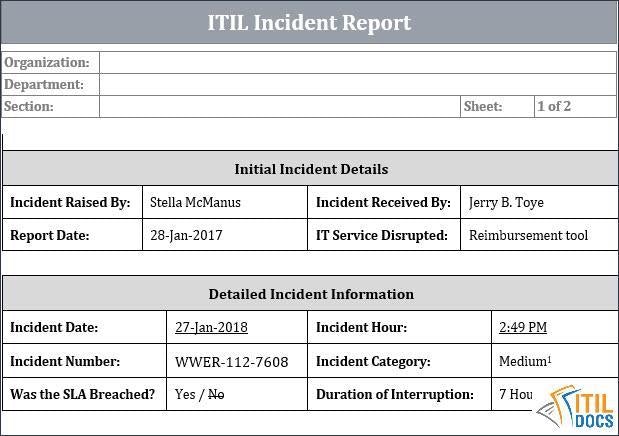 ITIL Incident Rpeort
