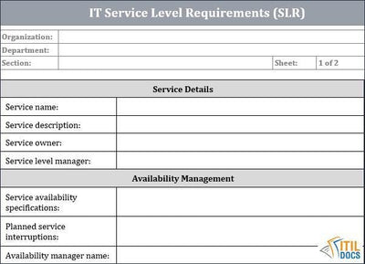 IT Service Level requirements 