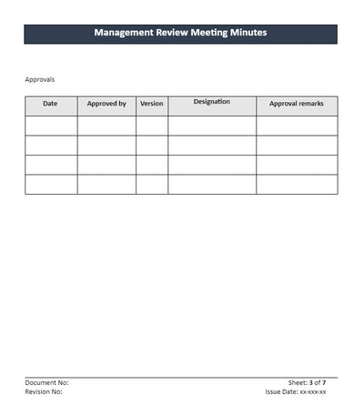 Management Review Meeting Minutes Approvals