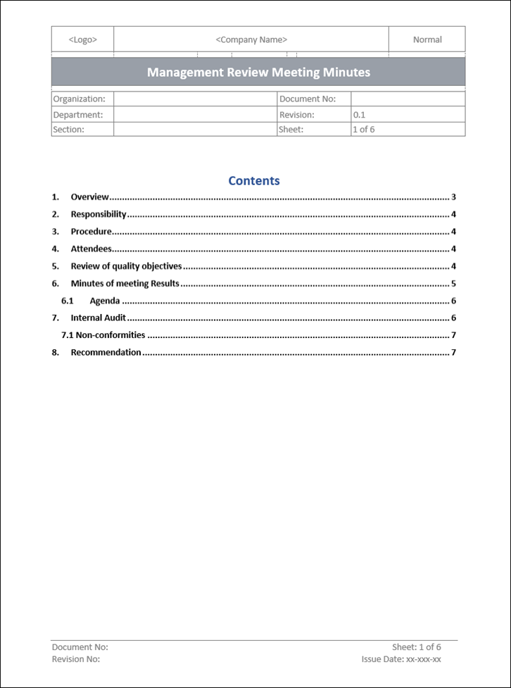 QMS Management Review Meeting Minutes