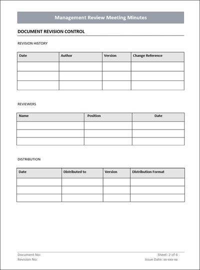 Management Review Meeting Minutes QMS Template