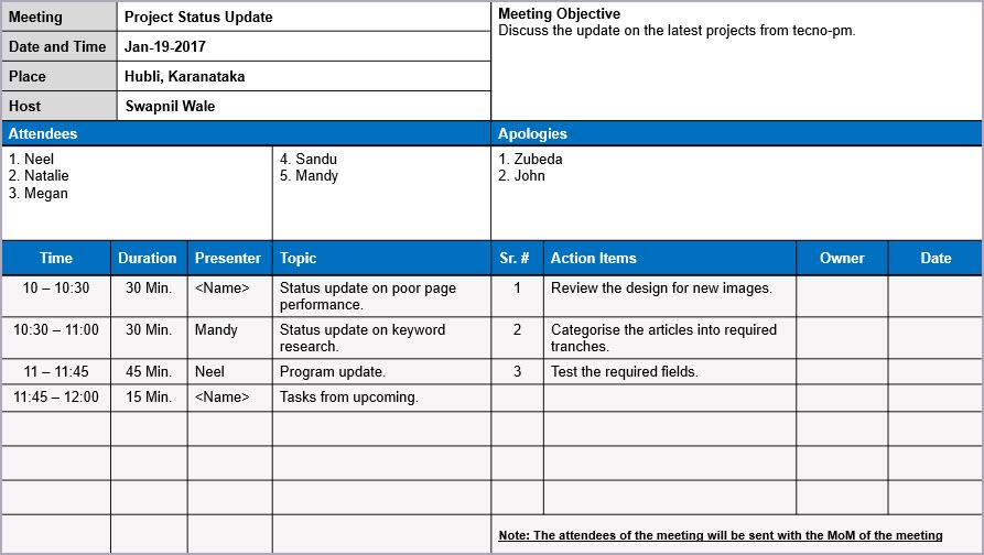 minutes of meeting, minutes of meeting template