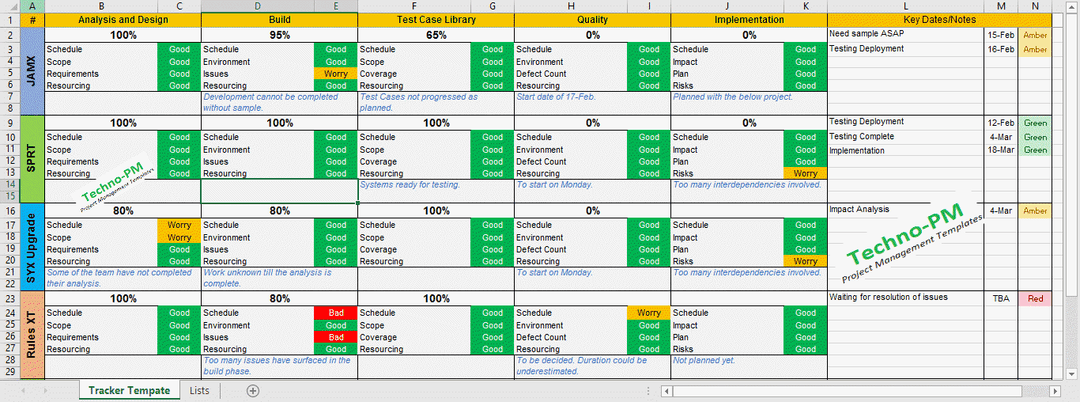 Multiple Project Tracker Excel 