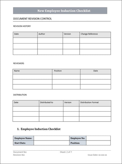 QMS New Employee Induction Checklist