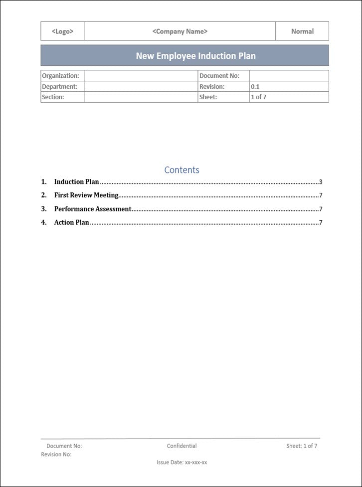 Induction Plan.pdf QMS New Employee Induction Plan – ISO Templates and Documents Download