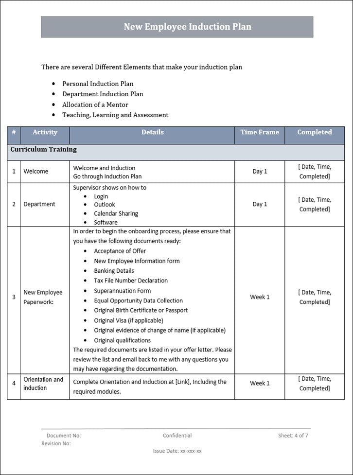 Induction Plan.pdf QMS New Employee Induction Plan – ISO Templates and Documents Download